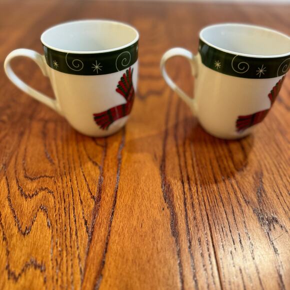 Four Fitz And Floyd Holly Hat Snowman Christmas Coffee Mugs Tea Cups Set of 4 - Picture 16 of 16